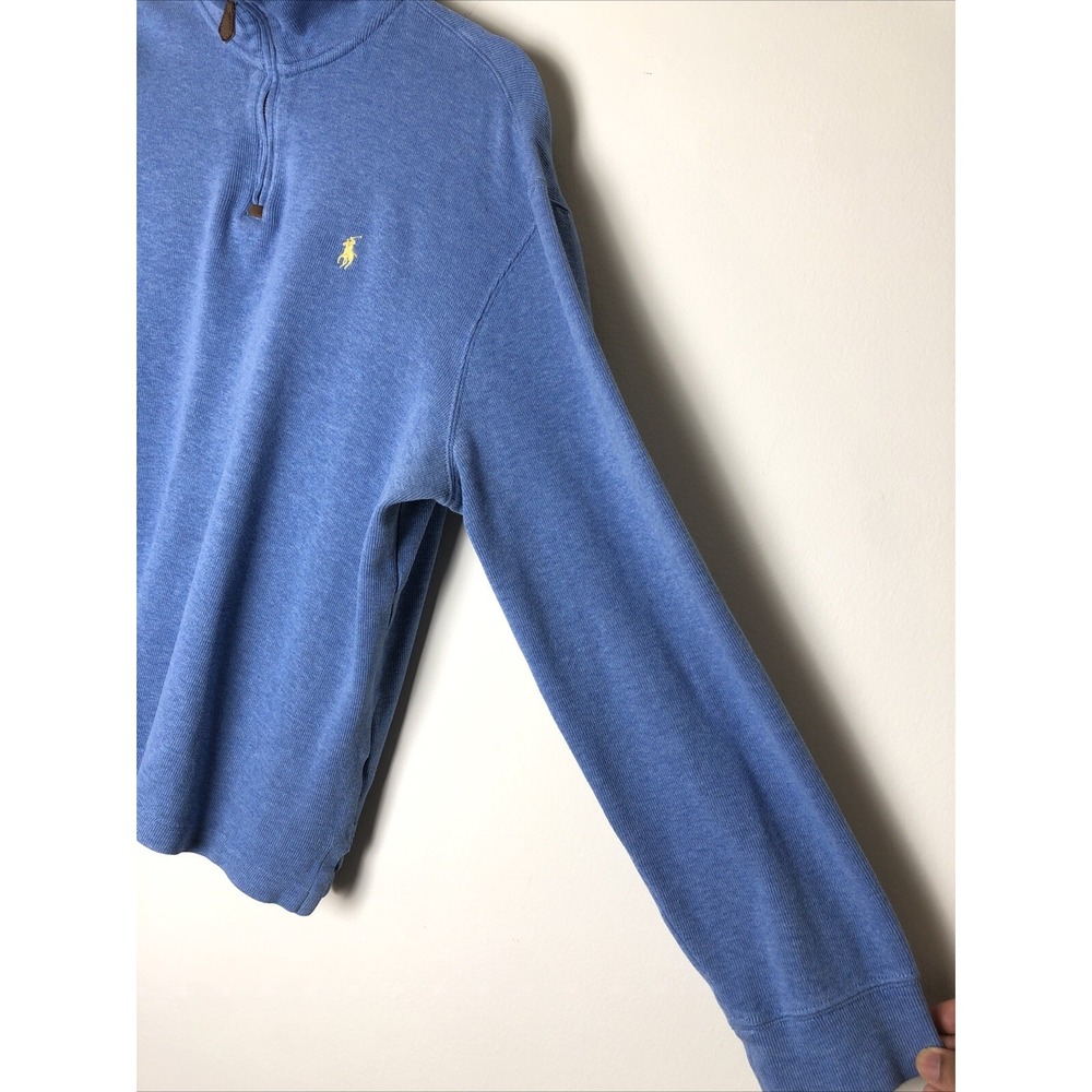 Polo Ralph Lauren Cotton Men's Pullover 1/4 Zip Blue w/Yellow Logo Size Large - Picture 6 of 12